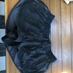 Black Camo lulu shorts with front tie